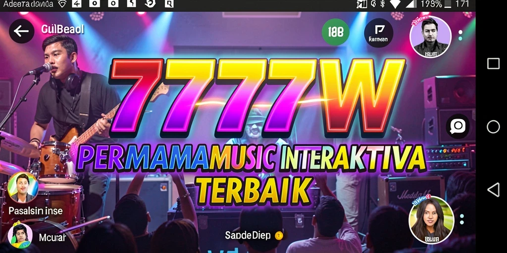 Tampilan gameplay interaktif dalam 7777W menunjukkan keseruan bermain musik.