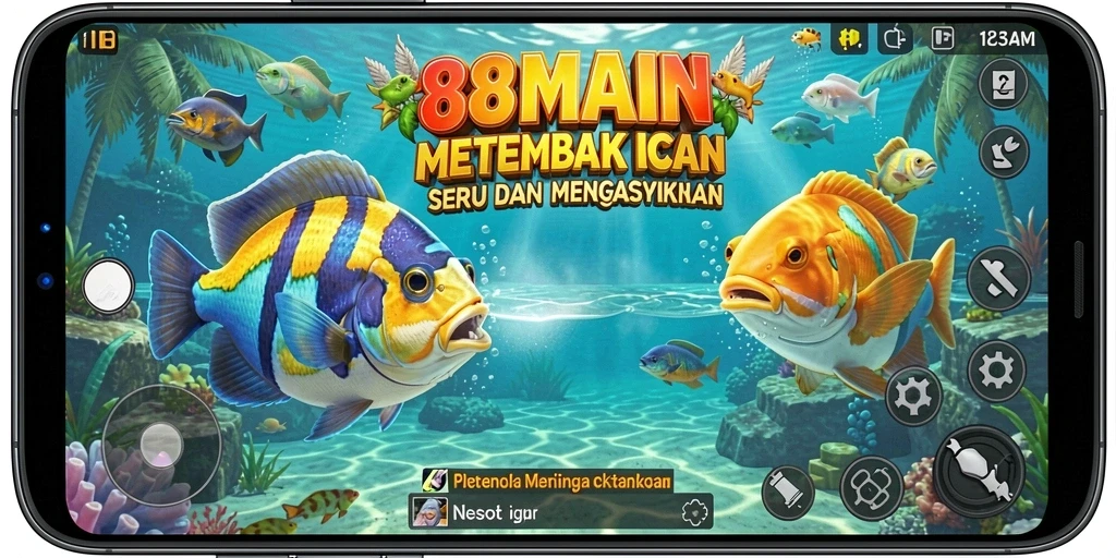 Screenshot dari gameplay seru 88MAIN menembak ikan.