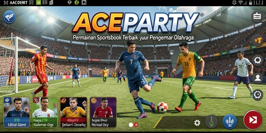 Tampilan antarmuka ACEPARTY yang menarik dengan fitur taruhan olahraga.