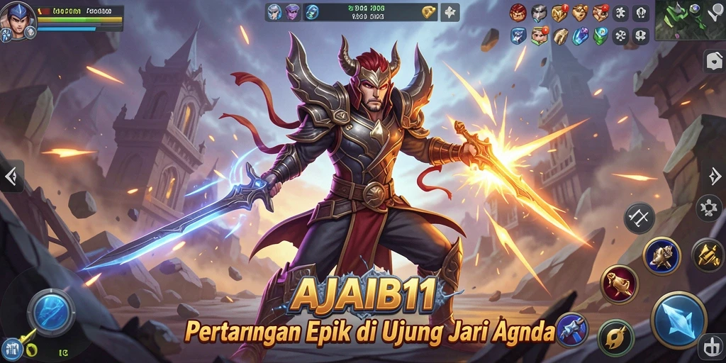 Screenshot AJAIB11 menunjukkan aksi pertarungan yang seru dan dinamis.