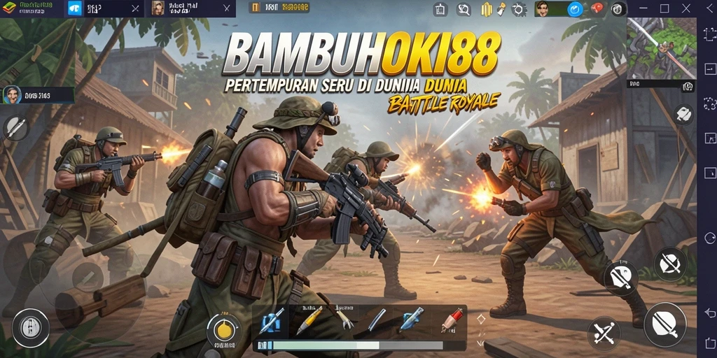 Screenshot menunjukkan aksi seru dalam pertarungan Battle Royale di BAMBUHOKI88.