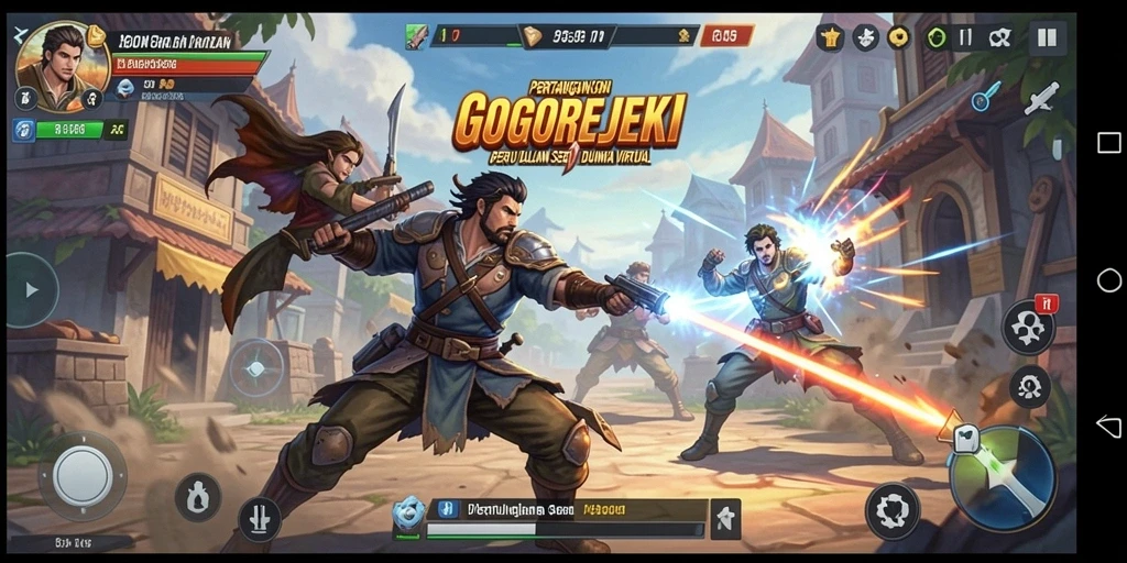 GOGOREJEKI menampilkan karakter bertarung dengan aksi mendebarkan.