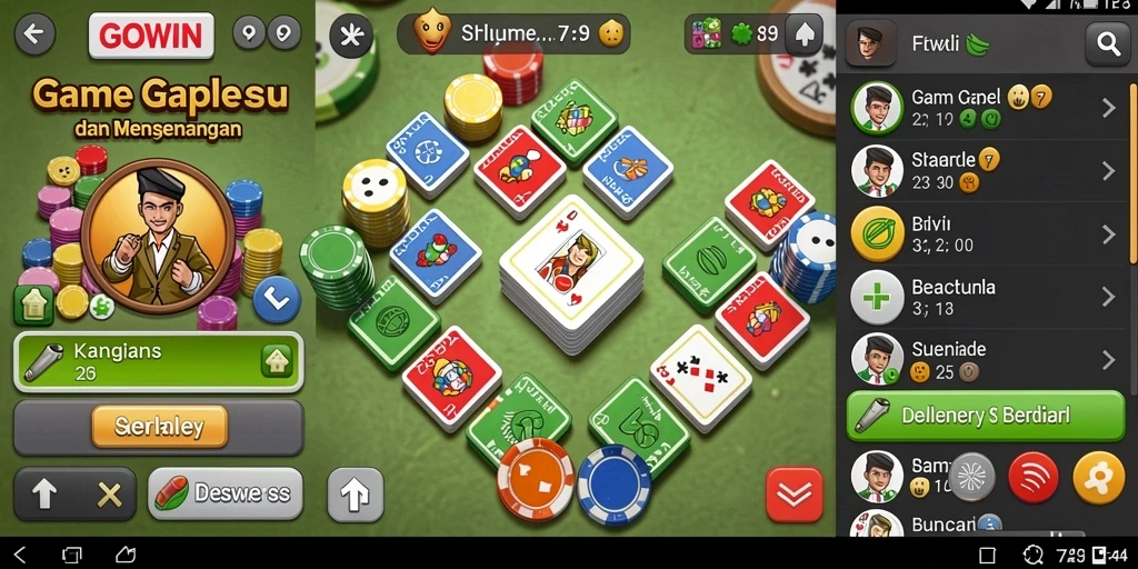 Screenshot GOWIN menampilkan gameplay Gaple yang seru.