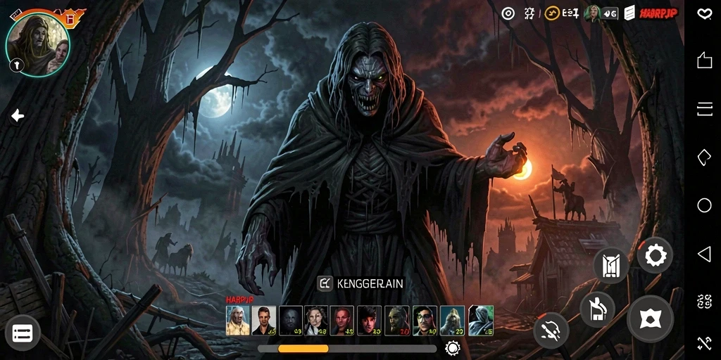 Tangkapan layar gameplay HARAPJP menunjukkan suasana horor yang mendalam.