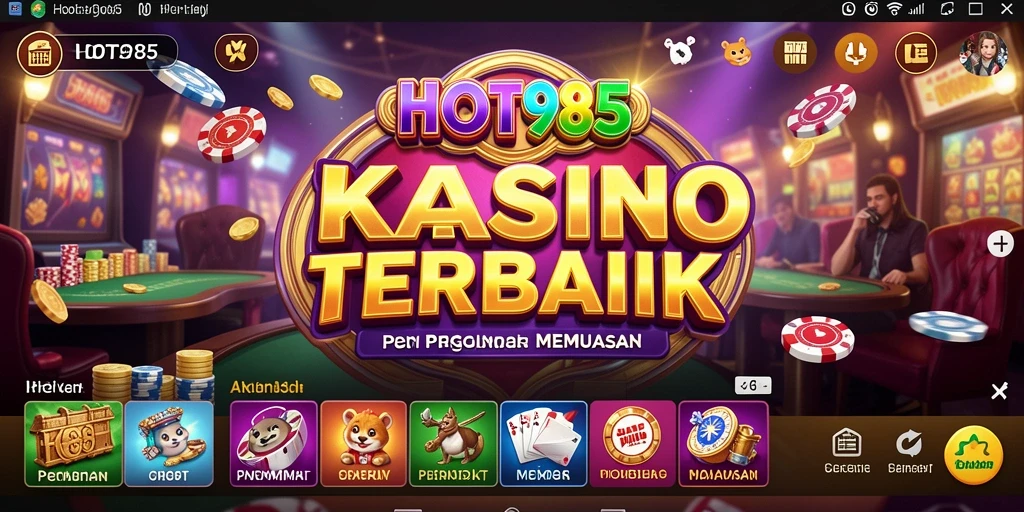 Tampilan gameplay HOT985 yang menarik dan penuh warna dalam suasana kasino.