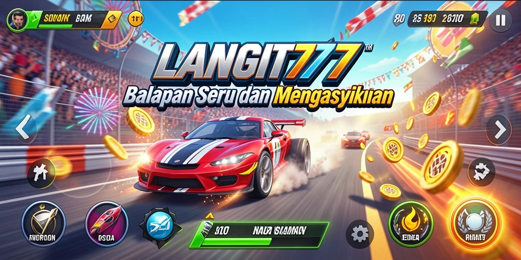 Tampilan gameplay yang seru saat melaju cepat di lintasan balap.