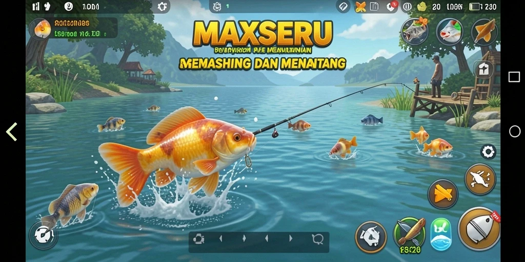 Tampilan gameplay seru dalam permainan memancing MAXSERU.