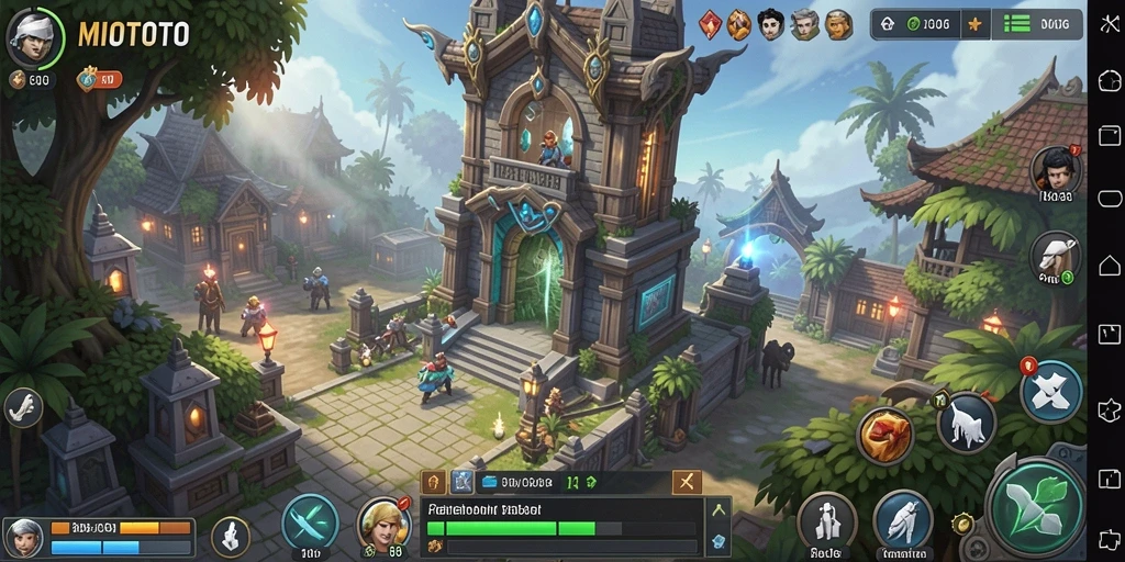Tampilan menarik dari gameplay MIOTOTO menunjukkan serangan menara yang strategis.
