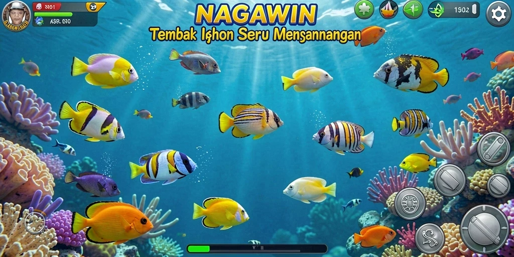 Tampilan gameplay NAGAWIN yang menakjubkan dengan aksi Tembak Ikan.
