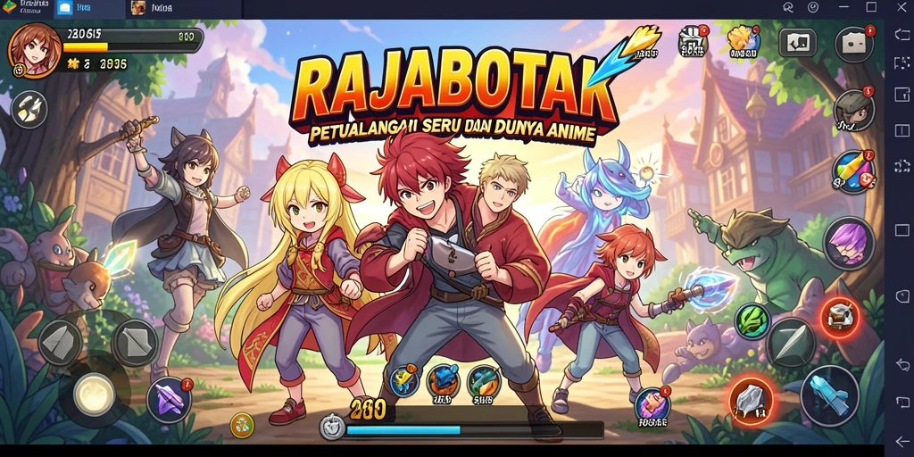 Screenshot utama RAJABOTAK menampilkan serunya gameplay anime.