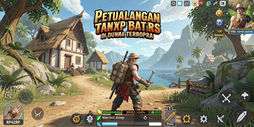 Screenshot gameplay RP62RP menampilkan eksplorasi dunia terbuka yang luas.