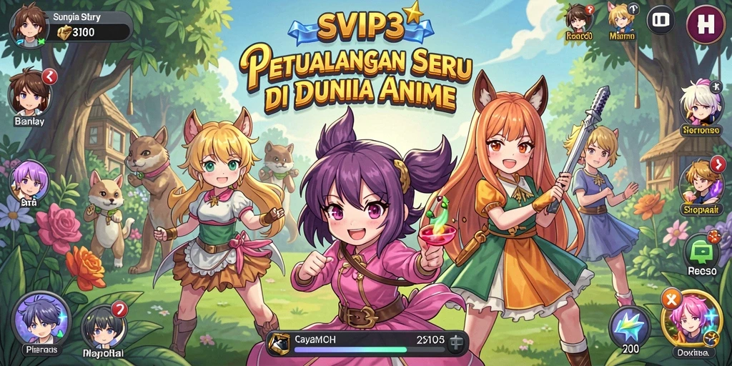 Screenshot gameplay SVIP3 menampilkan aksi karakter Anime.