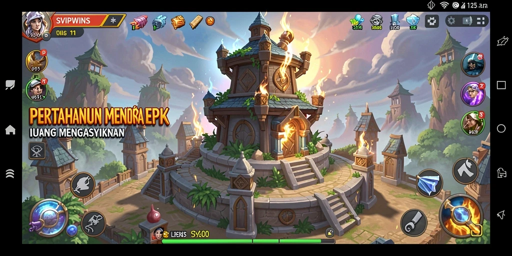 Tampilan gameplay menara dalam SVIPWINS yang seru dan menantang.